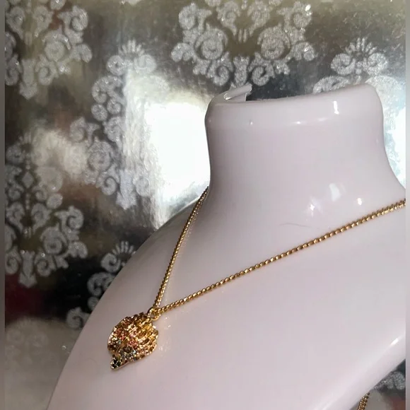 Kurt Geiger Pave Eagle Necklace  gold chain & multicolored dust bag, gift boxNWT - Picture 2 of 11